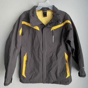 The North Face HyVent Jacket Size Youth Large 14/16 Nylon Full Zip Gray Yellow